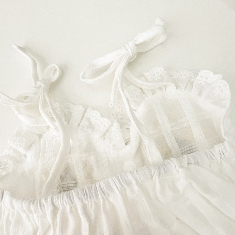 -ベビー フラワー 刺繍 キャミソール タンク ロンパース - mamahalo shop - ノースリーブロンパース -  べビー服 - 子供服 - 男の子 - 女の子