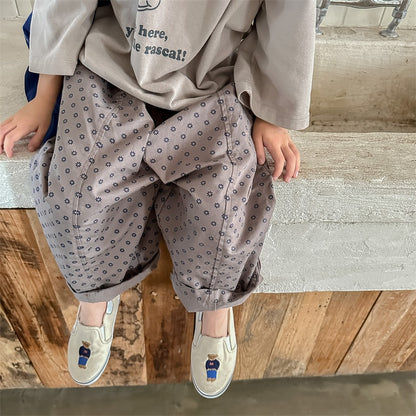 -キッズ フラワー ルーズ ワイド パンツ - mamahalo shop - ロングパンツ・スウェットパンツ -  べビー服 - 子供服 - 男の子 - 女の子