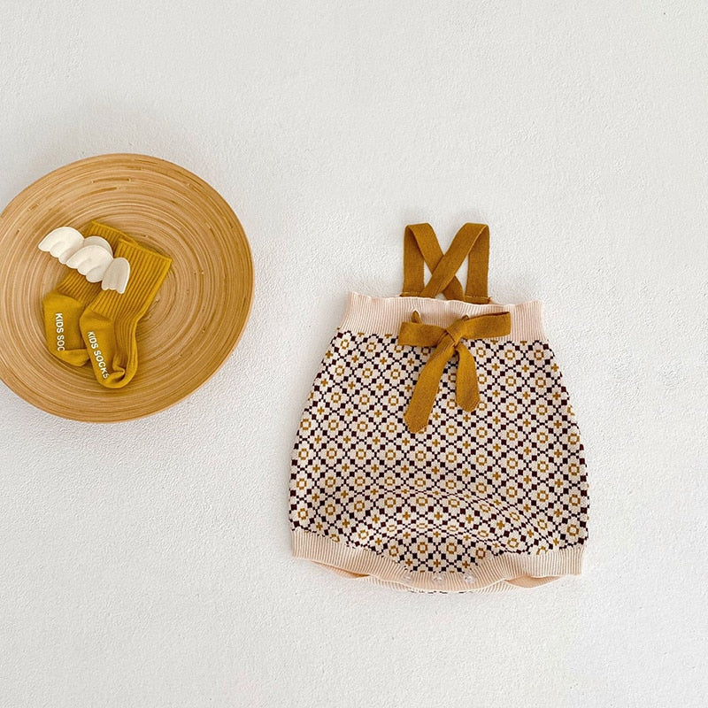-ベビー ニット 北欧風 サスペンダー ロンパース - mamahalo shop - ノースリーブロンパース -  べビー服 - 子供服 - 男の子 - 女の子