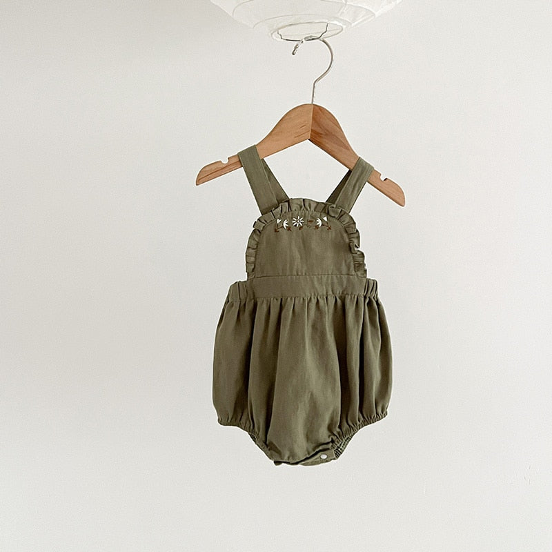 -ベビー フラワー 刺繍 半袖 ノースリーブ ロンパース ブルマパンツ 半袖 ブラウス トップス【mh0001513】 - mamahalo shop - ノースリーブロンパース -  べビー服 - 子供服 - 男の子 - 女の子