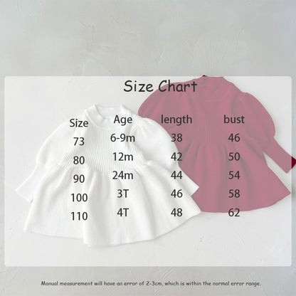 -ベビー キッズ ニット パフスリーブ ドレス ワンピース - mamahalo shop - 長袖ワンピース -  べビー服 - 子供服 - 男の子 - 女の子