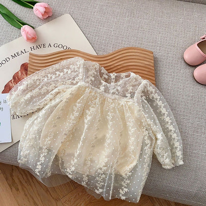 -ベビー チュチュ チュール レース 長袖 ドレス ロンパース - mamahalo shop - 長袖ロンパース -  べビー服 - 子供服 - 男の子 - 女の子