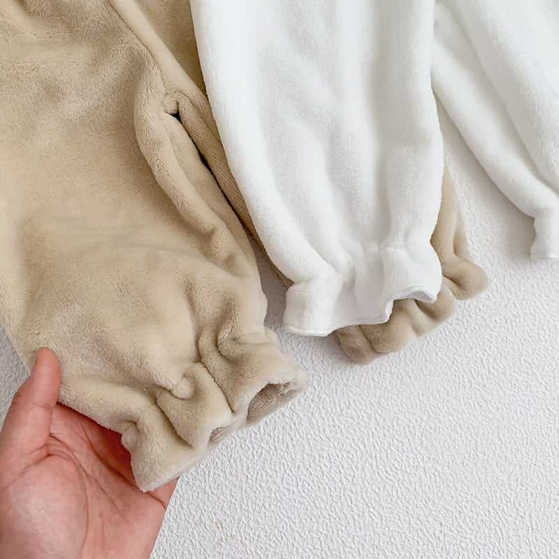 -☺︎ ベビー 長袖 パジャマ セット フリース レース フリル トップス パンツベビー 長袖 パジャマ セット フリース レース フリル トップス パンツ - mamahalo shop - 長袖パジャマ -  べビー服 - 子供服 - 男の子 - 女の子