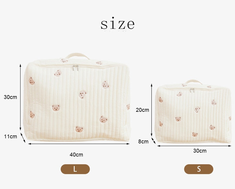 -キルティング 刺繍 おむつポーチ ママバッグ 鞄 くま ベア オリーブ チューリップ チェリー りす【mh0001464】 - mamahalo shop - おむつポーチ -  べビー服 - 子供服 - 男の子 - 女の子