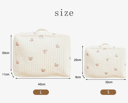 -キルティング 刺繍 おむつポーチ ママバッグ 鞄 くま ベア オリーブ チューリップ チェリー りす【mh0001464】 - mamahalo shop - おむつポーチ -  べビー服 - 子供服 - 男の子 - 女の子