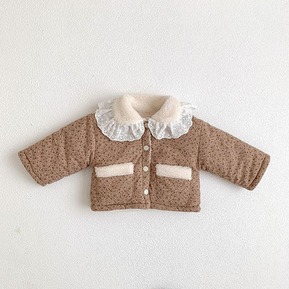 -ベビー フラワー レース 裏ボアフリース ジャケット コート アウター - mamahalo shop - ショートコート・ジャケット・ジャンパー -  べビー服 - 子供服 - 男の子 - 女の子