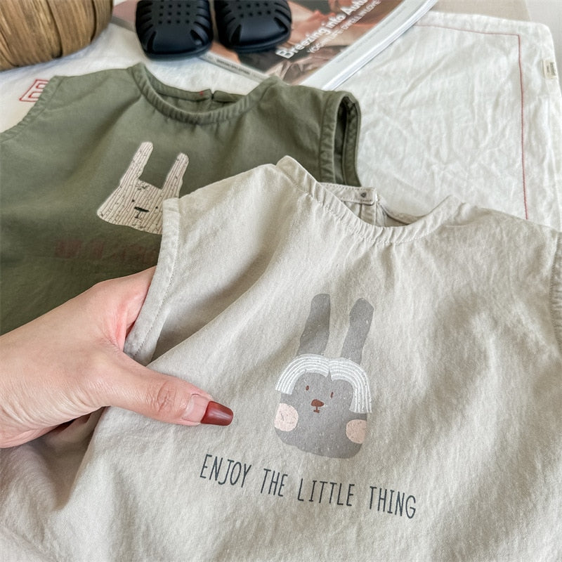 -キッズ うさぎ バニー ノースリーブ シャツ トップス - mamahalo shop - タンクトップ・キャミソール・ノースリーブトップス -  べビー服 - 子供服 - 男の子 - 女の子