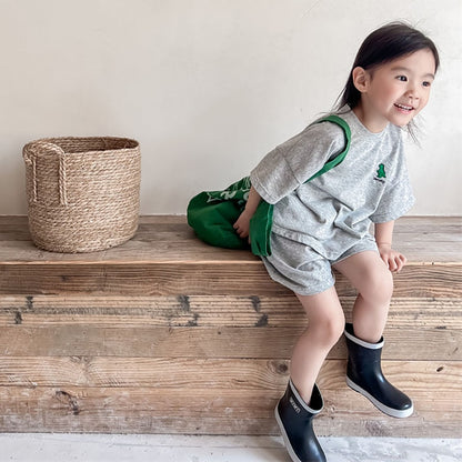 -キッズ ダイナソー 恐竜 ワンポイント セットアップ 半袖 Tシャツ ハーフパンツ【mh0000881】 - mamahalo shop - 半袖セットアップ -  べビー服 - 子供服 - 男の子 - 女の子