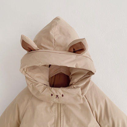 -ベビー くま ねこ 耳付き フーディ アウター ジャンプスーツ 防寒 アウター - mamahalo shop - アウタージャンプスーツ -  べビー服 - 子供服 - 男の子 - 女の子