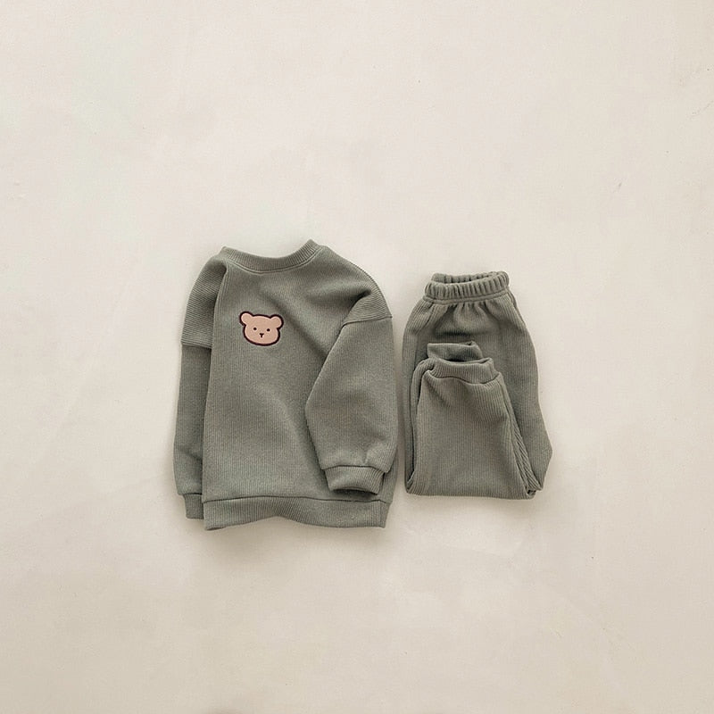 -ベビー セットアップ くま ベア スウェット トレーナー パンツ - mamahalo shop - 長袖セットアップ -  べビー服 - 子供服 - 男の子 - 女の子