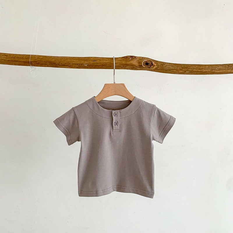 -ベビー くま ベア ワッフル サスペンダー ロンパース 半袖 Tシャツ - mamahalo shop - 半袖Tシャツ -  べビー服 - 子供服 - 男の子 - 女の子