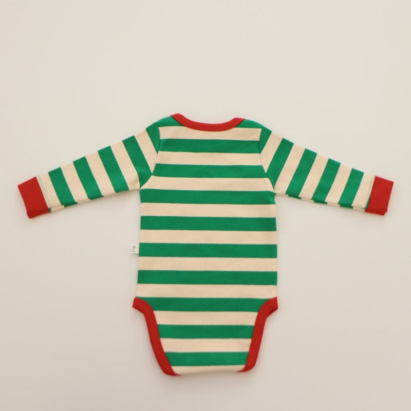 -ベビー ボーダー セットアップ 長袖 ロンパース パンツ - mamahalo shop - ロンパースセットアップ -  べビー服 - 子供服 - 男の子 - 女の子