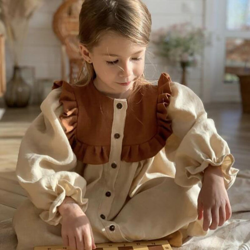 -キッズ ラッフルフリル 長袖 プリンセス ワンピース - mamahalo shop - 長袖ワンピース -  べビー服 - 子供服 - 男の子 - 女の子