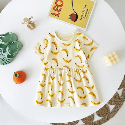 -ベビー キッズ バナナ レモン チェリー 半袖 ワンピース - mamahalo shop - 半袖ワンピース -  べビー服 - 子供服 - 男の子 - 女の子