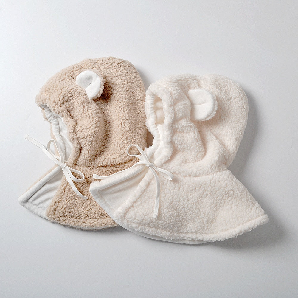 -ベビー くま耳 フーディ フリース 帽子 ポンチョ【mh0001077】 - mamahalo shop - ベビー用帽子 -  べビー服 - 子供服 - 男の子 - 女の子