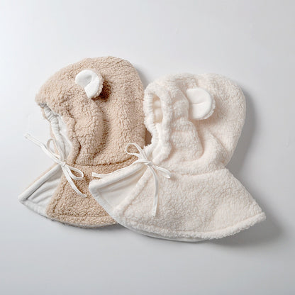 -ベビー くま耳 フーディ フリース 帽子 ポンチョ【mh0001077】 - mamahalo shop - ベビー用帽子 -  べビー服 - 子供服 - 男の子 - 女の子