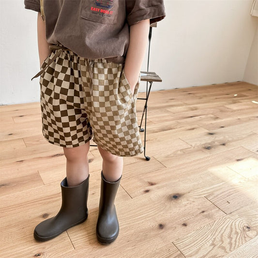 -キッズ チェッカーチェック バイカラー ショートパンツ【mh0001825】 - mamahalo shop - ハーフパンツ・ショートパンツ -  べビー服 - 子供服 - 男の子 - 女の子