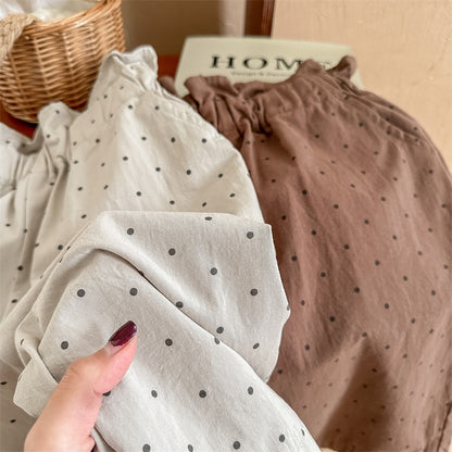 -キッズ みずたま 水玉 ルーズ ワイド パンツ ズボン - mamahalo shop - ロングパンツ・スウェットパンツ -  べビー服 - 子供服 - 男の子 - 女の子