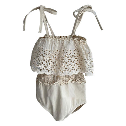 -キッズ 水着 ワンピース レース フリル シャーリング スイムウェア【mh0000808】 - mamahalo shop - ベビー用水着 -  べビー服 - 子供服 - 男の子 - 女の子