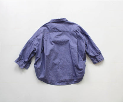 -キッズ オーバーサイズ ルーズ 長袖 シャツ ブラウス オーバーシャツ - mamahalo shop - 長袖シャツ・ブラウス -  べビー服 - 子供服 - 男の子 - 女の子