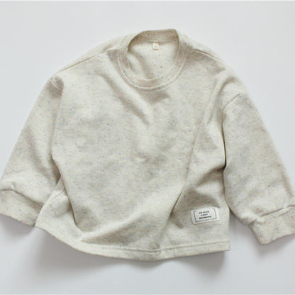 -キッズ シンプル カラーネップ 長袖 スウェットシャツ Tシャツ トップス - mamahalo shop - 長袖Tシャツ -  べビー服 - 子供服 - 男の子 - 女の子