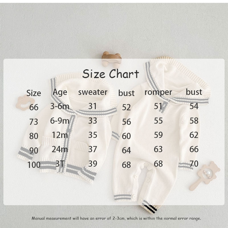 -ベビー ニット セーラーカラー 長袖 ロンパース カーディガン【mh0001174】 - mamahalo shop - カーディガン・パーカー -  べビー服 - 子供服 - 男の子 - 女の子