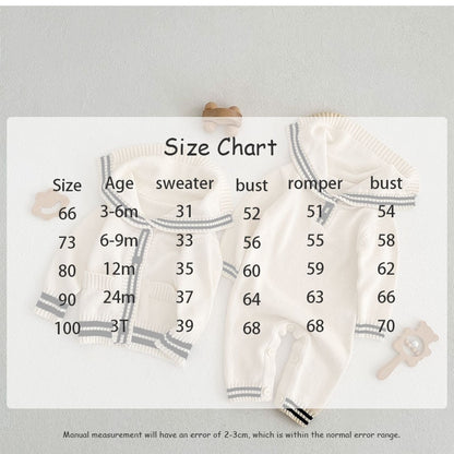 -ベビー ニット セーラーカラー 長袖 ロンパース カーディガン【mh0001174】 - mamahalo shop - カーディガン・パーカー -  べビー服 - 子供服 - 男の子 - 女の子