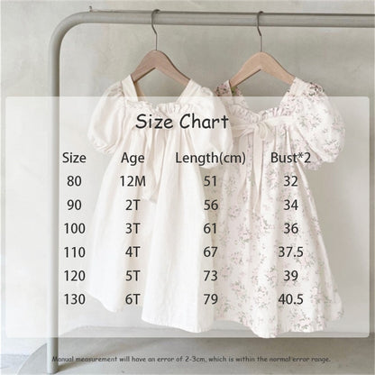 -キッズ フラワー 無地 リボン 半袖 パフスリーブ ワンピース - mamahalo shop - 半袖ワンピース -  べビー服 - 子供服 - 男の子 - 女の子