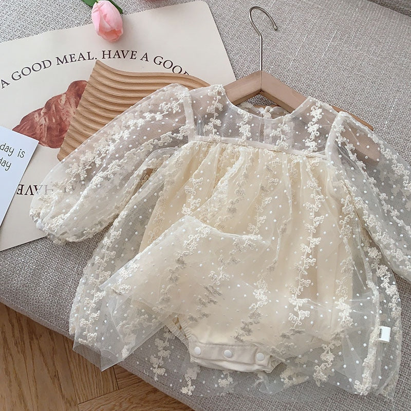 -ベビー チュチュ チュール レース 長袖 ドレス ロンパース - mamahalo shop - 長袖ロンパース -  べビー服 - 子供服 - 男の子 - 女の子