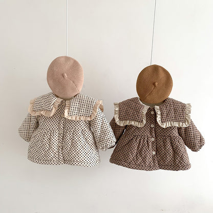 -ベビー キッズ フラワー キルティング フリル リボン ジャケット コート アウター【mh0001273】 - mamahalo shop - ショートコート・ジャケット・ジャンパー -  べビー服 - 子供服 - 男の子 - 女の子