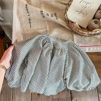 -キッズ ストライプ 長袖 ルーズ チュニック ブラウス【mh0001289】 - mamahalo shop - 長袖シャツ・ブラウス -  べビー服 - 子供服 - 男の子 - 女の子