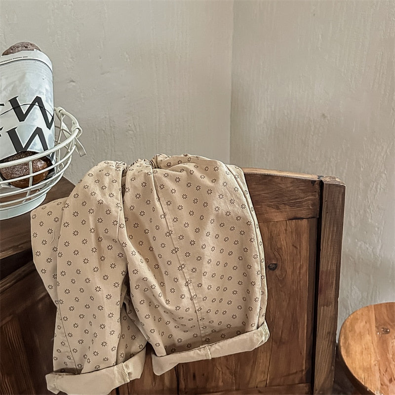 -キッズ フラワー ルーズ ワイド パンツ - mamahalo shop - ロングパンツ・スウェットパンツ -  べビー服 - 子供服 - 男の子 - 女の子