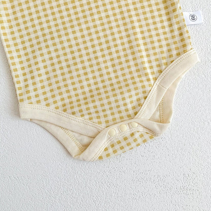 -ベビー ギンガム チェック ノースリーブ キャミソール ベーシック ロンパース - mamahalo shop - タンクトップ・キャミソール・ノースリーブトップス -  べビー服 - 子供服 - 男の子 - 女の子