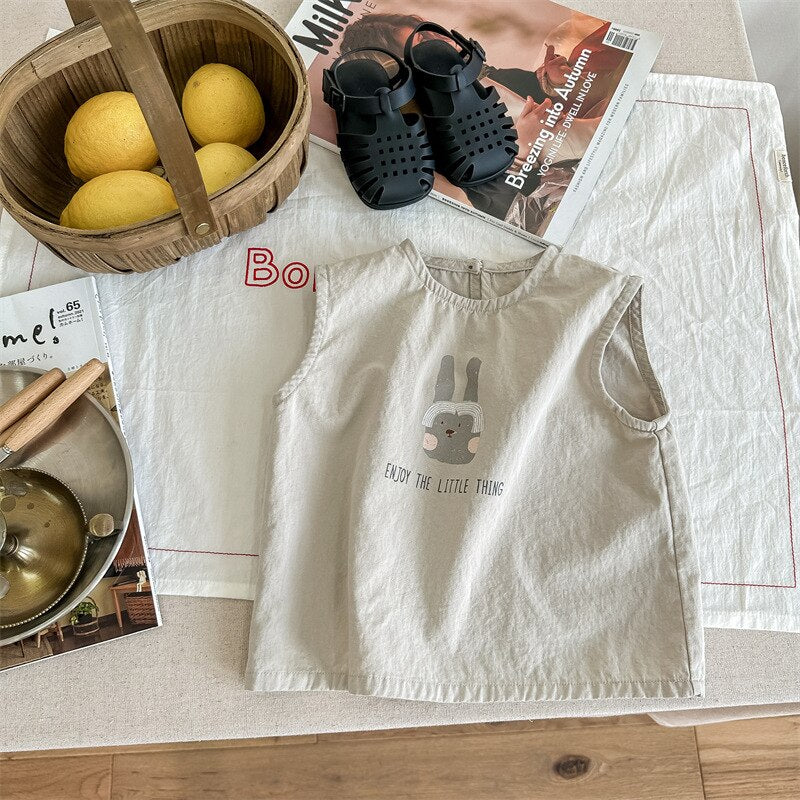 -キッズ うさぎ バニー ノースリーブ シャツ トップス - mamahalo shop - タンクトップ・キャミソール・ノースリーブトップス -  べビー服 - 子供服 - 男の子 - 女の子