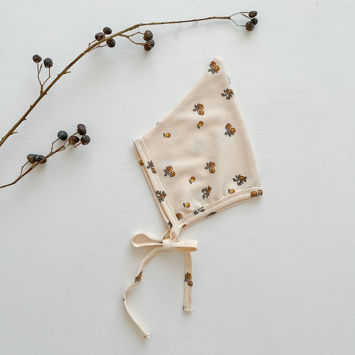 -ベビー ワッフル プリント ボンネット 帽子 フラワー 車 くるま 恐竜 ダイナソー - mamahalo shop - ベビー用帽子 -  べビー服 - 子供服 - 男の子 - 女の子