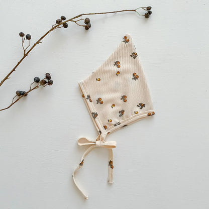 -ベビー ワッフル プリント ボンネット 帽子 フラワー 車 くるま 恐竜 ダイナソー - mamahalo shop - ベビー用帽子 -  べビー服 - 子供服 - 男の子 - 女の子