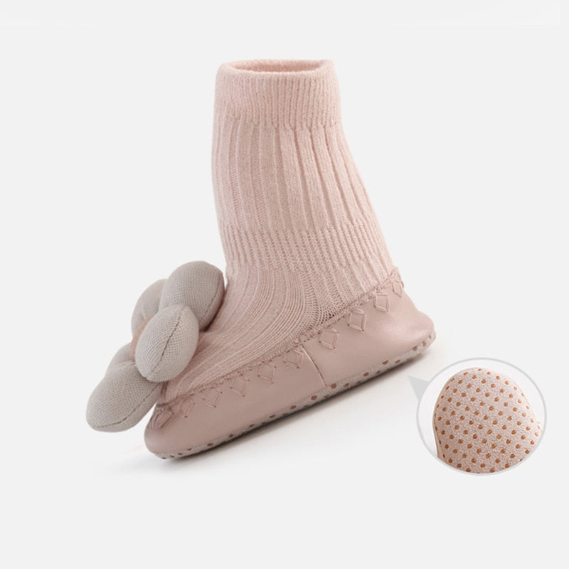 -ベビー ぷっくり フラワー ルームシューズ ソックス 靴下 ファーストシューズ 室内ばき - mamahalo shop - ベビー用靴下・タイツ -  べビー服 - 子供服 - 男の子 - 女の子