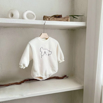 -ベビー プードル 犬 ボア フリース  長袖 ロンパース 耳帽子 セット - mamahalo shop - 長袖ロンパース -  べビー服 - 子供服 - 男の子 - 女の子