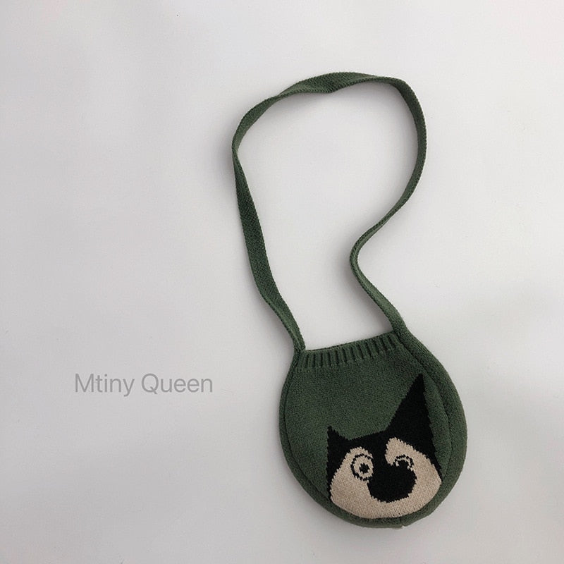 -キッズ ニット アニマル メッセンジャーバッグ 鞄 ポシェット - mamahalo shop - メッセンジャーバッグ -  べビー服 - 子供服 - 男の子 - 女の子