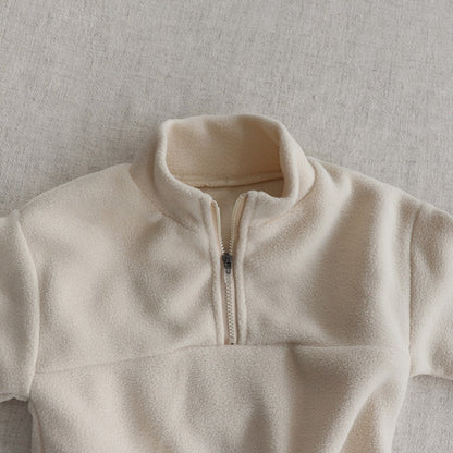 -☺︎ ベビー フリース セットアップ ハーフジップ トップス パンツ - mamahalo shop - 長袖セットアップ -  べビー服 - 子供服 - 男の子 - 女の子