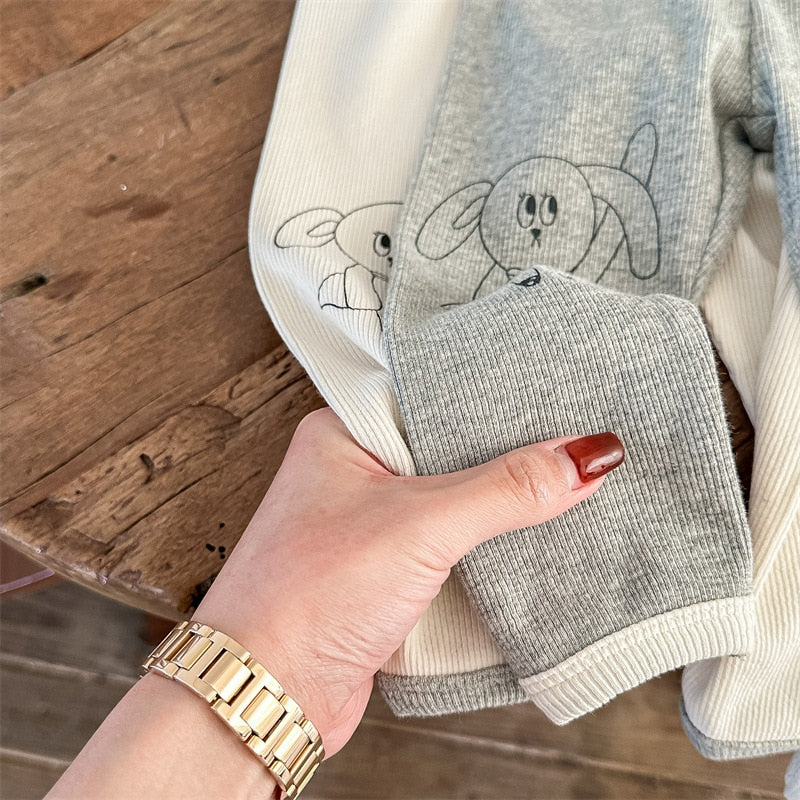 -キッズ うさぎ ラビット バニー プリント レギンス パンツ - mamahalo shop - レギンスパンツ -  べビー服 - 子供服 - 男の子 - 女の子