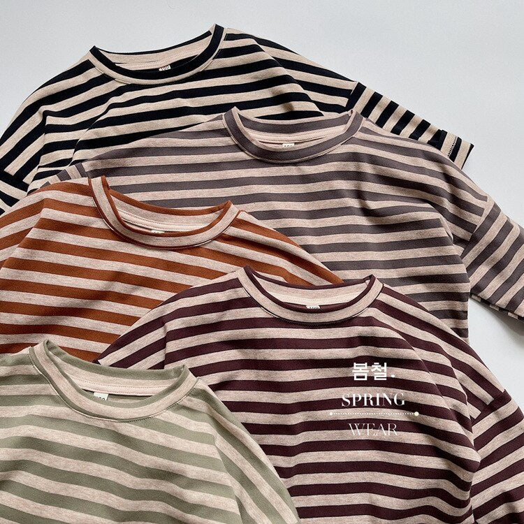 -キッズ ボーダー ベーシック 長袖 Tシャツ トップス【mh0001233】 - mamahalo shop - 長袖Tシャツ -  べビー服 - 子供服 - 男の子 - 女の子