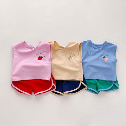 -ベビー カラフル フルーツ セットアップ タンクトップ ショートパンツ トラックパンツ【mh0001657】 - mamahalo shop - ノースリーブセットアップ -  べビー服 - 子供服 - 男の子 - 女の子