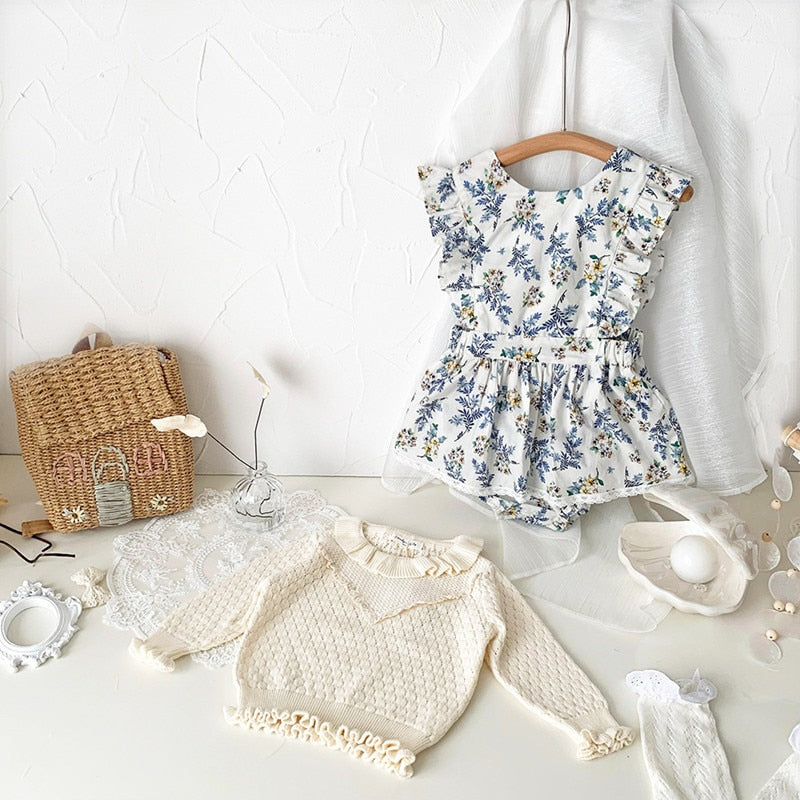 -ベビー キッズ フラワー ノースリーブ スカート ロンパース【mh0001220】 - mamahalo shop - ノースリーブロンパース -  べビー服 - 子供服 - 男の子 - 女の子