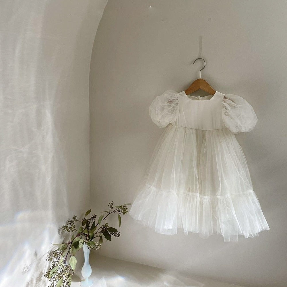 -ベビー チュチュ チュール 半袖 パフスリーブ サマードレス ワンピース ガールズ 発表会 お出かけ【mh0002542】 - mamahalo shop - 半袖ワンピース -  べビー服 - 子供服 - 男の子 - 女の子
