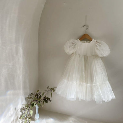 -ベビー チュチュ チュール 半袖 パフスリーブ サマードレス ワンピース ガールズ 発表会 お出かけ【mh0002542】 - mamahalo shop - 半袖ワンピース -  べビー服 - 子供服 - 男の子 - 女の子
