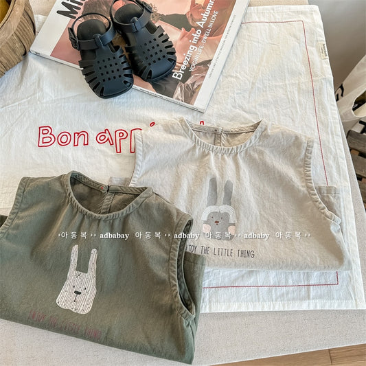 -キッズ うさぎ バニー ノースリーブ シャツ トップス - mamahalo shop - タンクトップ・キャミソール・ノースリーブトップス -  べビー服 - 子供服 - 男の子 - 女の子