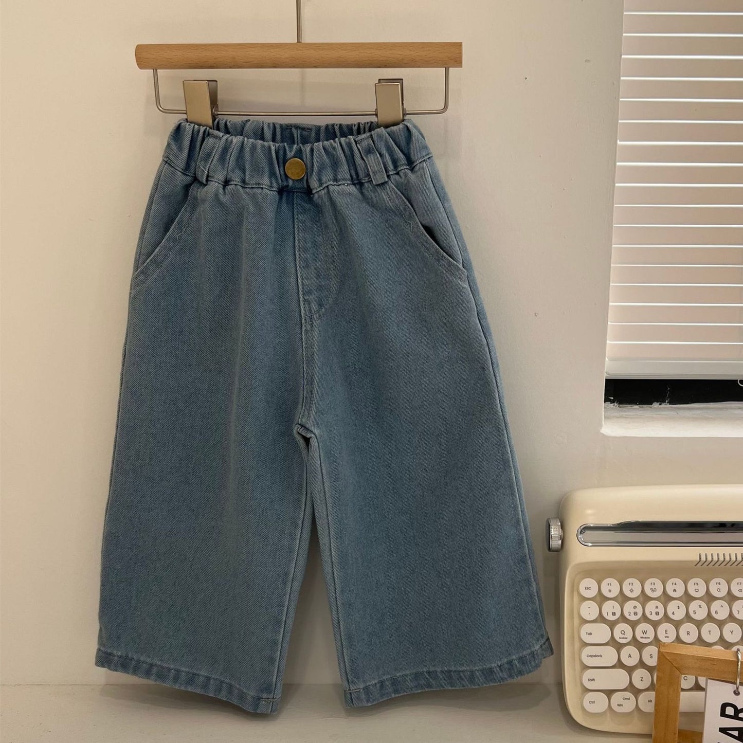 -キッズ デニム ワイド ストレート パンツ ジーンズ - mamahalo shop - デニムパンツ -  べビー服 - 子供服 - 男の子 - 女の子