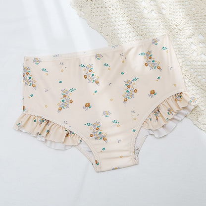 -キッズ 水着 フラワー フリル 長袖 トップス パンツ セパレート  ラッシュガード 帽子 セット スイムウェア【mh0001895】 - mamahalo shop - ベビー用水着 -  べビー服 - 子供服 - 男の子 - 女の子