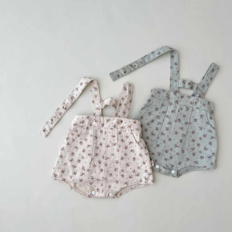 -☺︎ ベビー フラワー サスペンダー ショートパンツ ブルマ - mamahalo shop - サロペットパンツ・サスペンダーパンツ -  べビー服 - 子供服 - 男の子 - 女の子